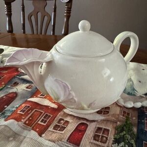 Elegant White Teapot with Floral Design